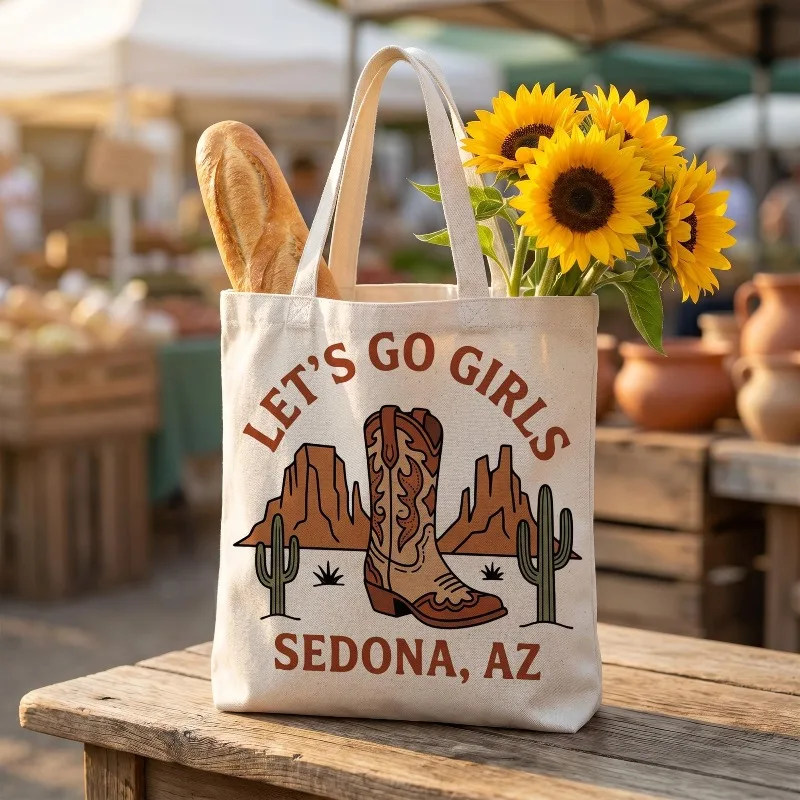 Western Cowboy Boot Tote Bag Personalized Travel Gift for Girl Everyday Bag Southwest Souvenir for Cowgirl Style Lovers