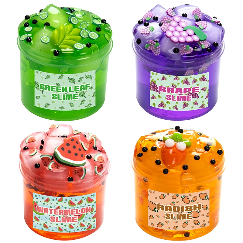 kit-de-slime-cristal-crocante-grande-ff70-300ml-conjunto-de-slime-pre-fabricado-de-folha-melancia-e-uva-slime-em-cubos-nao-pegajoso-para-festas