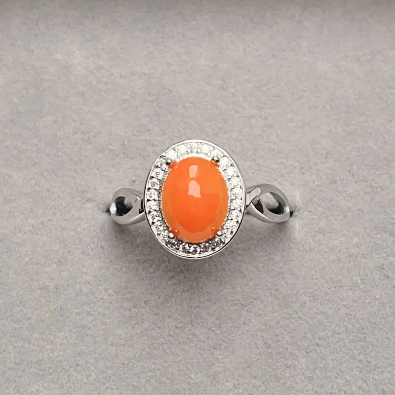

925 silver Natural fire opal ring jewelry dyed orange opal ring for women party jewelry