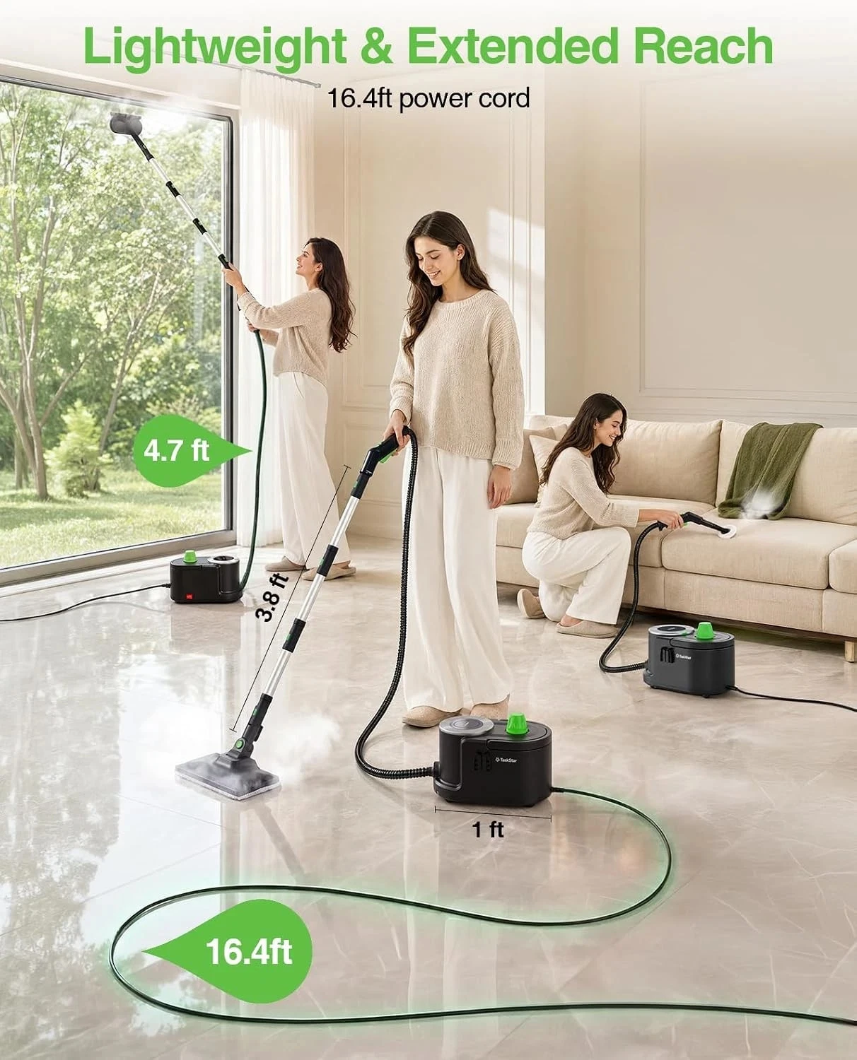 TaskStar Steam Cleaner Handheld High Temperature Sterilization Cleaning Kit Multi-functional Pressure Jet Washer Machine for Home Car Kitchen Air Conditizer