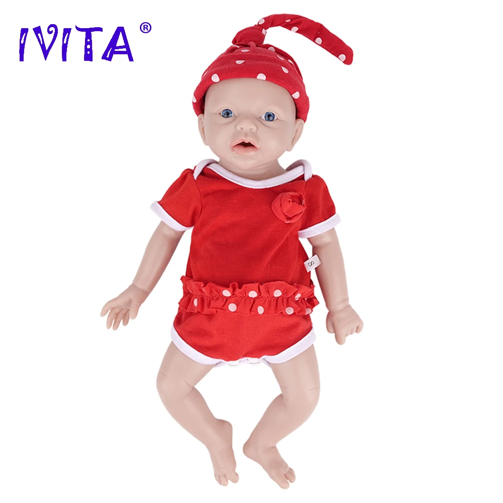 IVITA WG1554 14.96 inch 1.58kg 100% Full Body Silicone Reborn Baby Doll Soft Dolls Realistic Girl Baby DIY Blank Children Toys