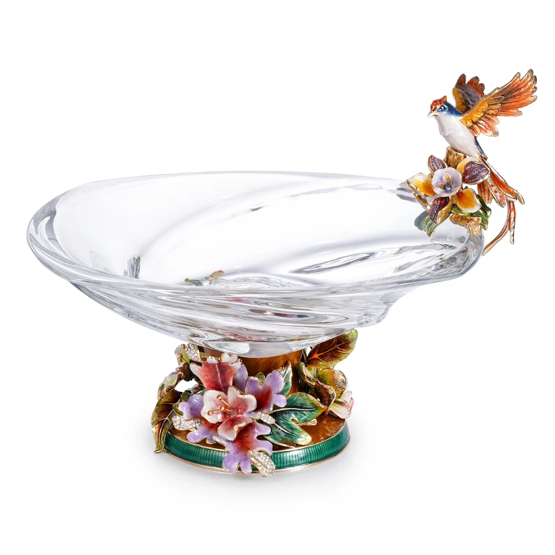 

Fruit bowl home living room coffee table fruit plate enamel color craft thick glass fruit plate decoration ornament