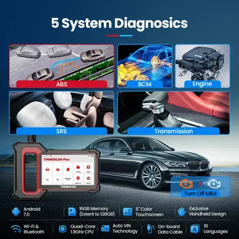 Thinkscan Plus S4 OBD2 skener ABS/SRS/ECM/TCM/BCM systém se 3 resety OBDII automobilový skener Bluetooth diagnostické nástroje 12 nejlepší prodej Displej Samsung S4 Mini - №8