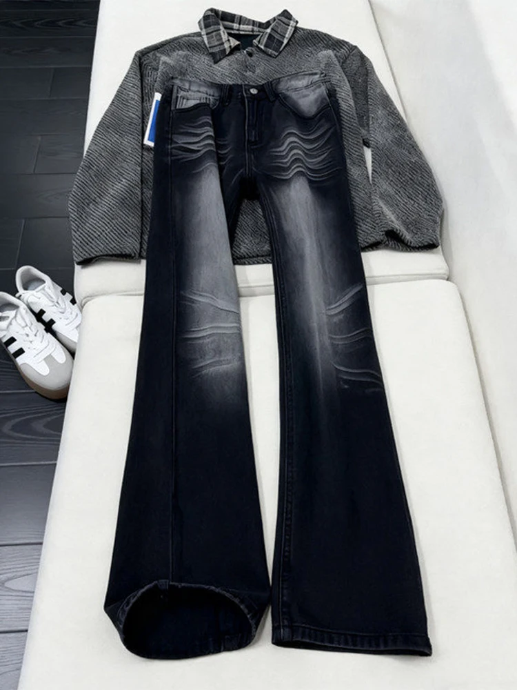 

Cleanfit American Sle Men's Jeans High Street Waed Slimming Trendy Brand mid Waist Straight Leg Micro Flared Pants
