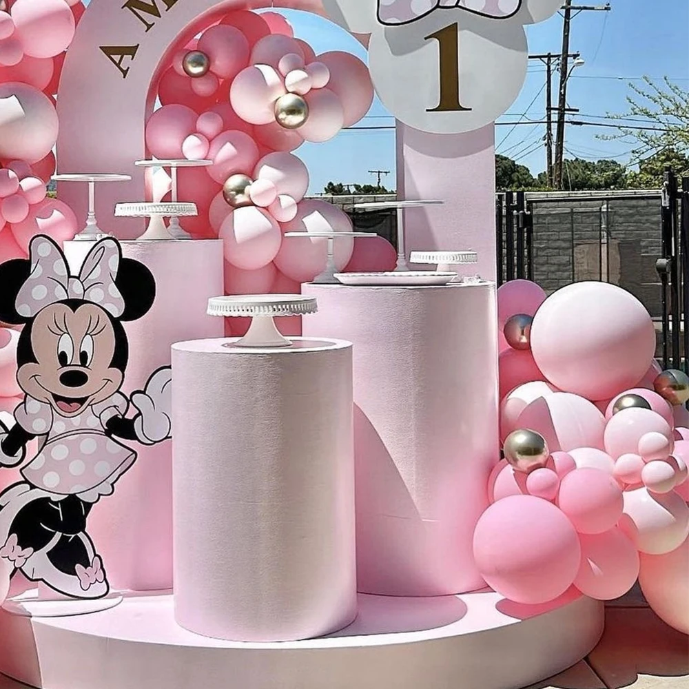 127pcs Disney Mickey Mouse Minnie Pink Themed Party Balloons Arch Kit Pink Latex Balloons for Girl Princess Birthday Party Decor