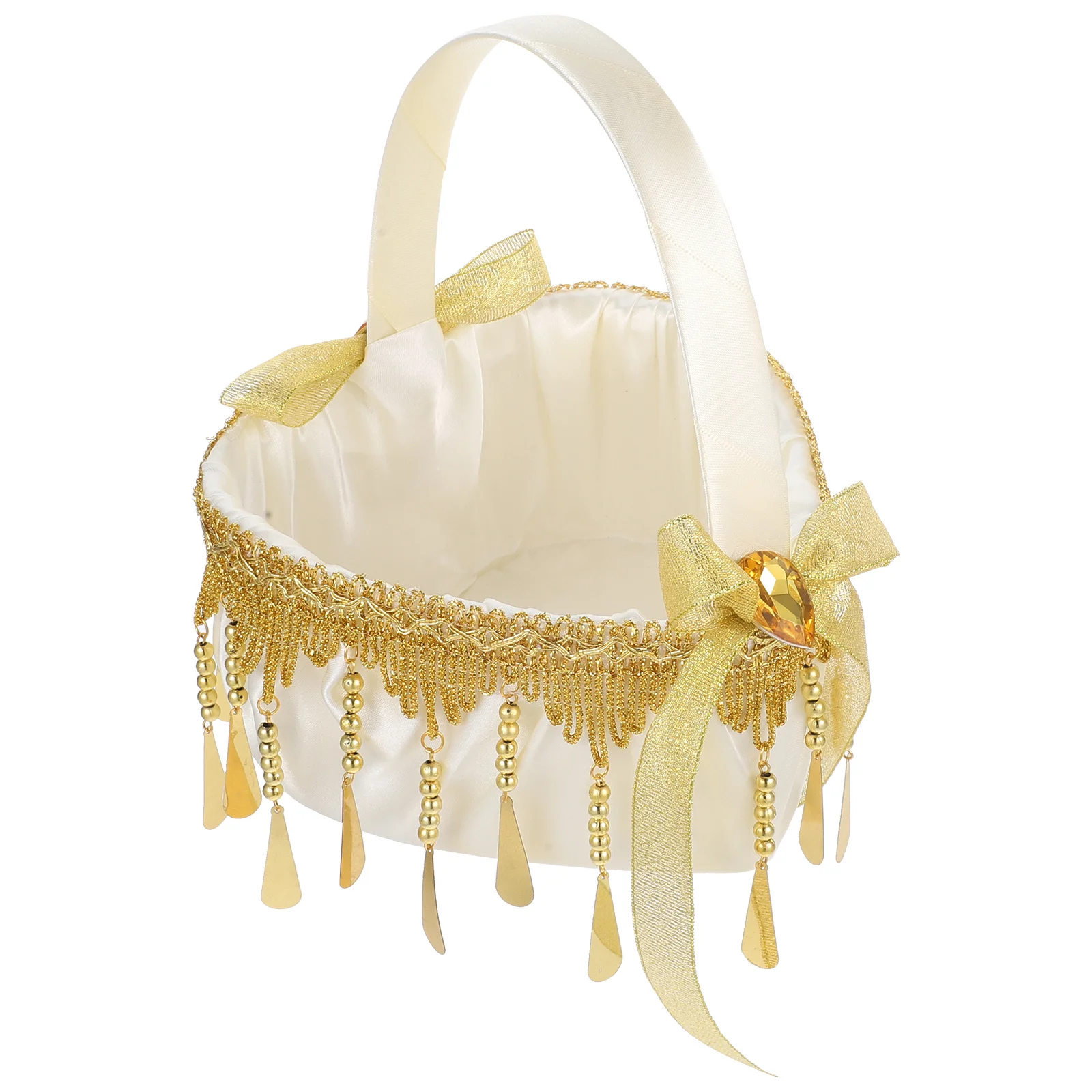 

1pc For Wedding Party Handheld Flower Petal Portable Storage Bowknot Flower Basket Basket Wedding Decoration