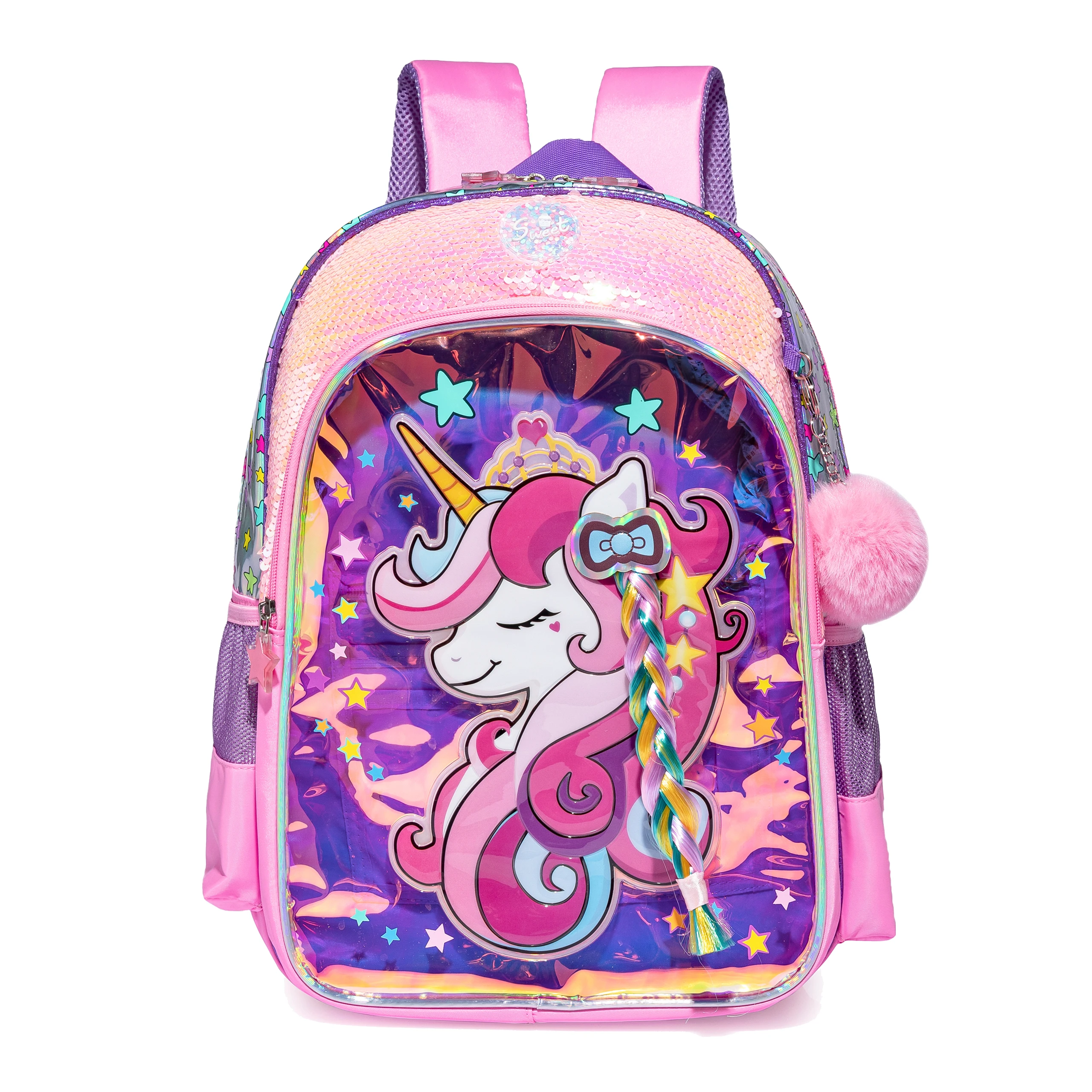 Unicorn School Backpacks for Girls with Lunch Bag Pencil Case Elementary Primary Backpack for Teen Girls