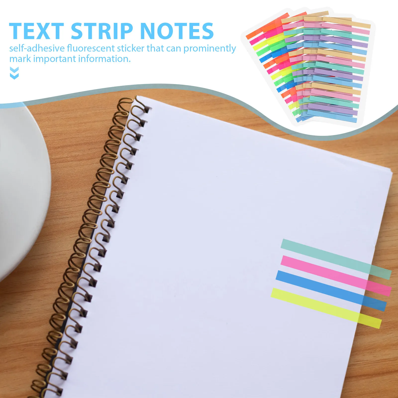 5Pcs Transparent Sticky Notepads Fine Ultrathin Self-Adhesive Fluorescent Highlight Strips for Annotating Reading Materials