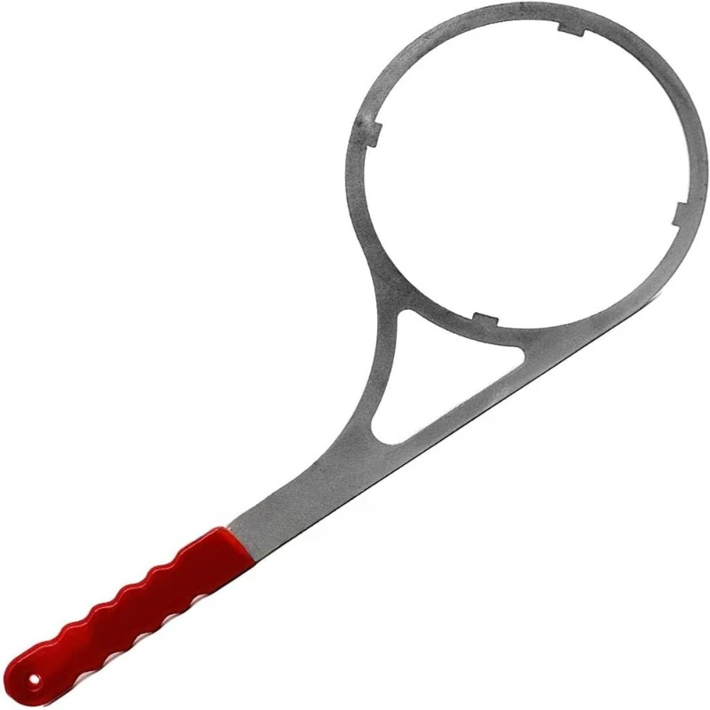 

Heavy metal wrench replaces plastic wrench with rubber wrapped extended handle for comfortable touch