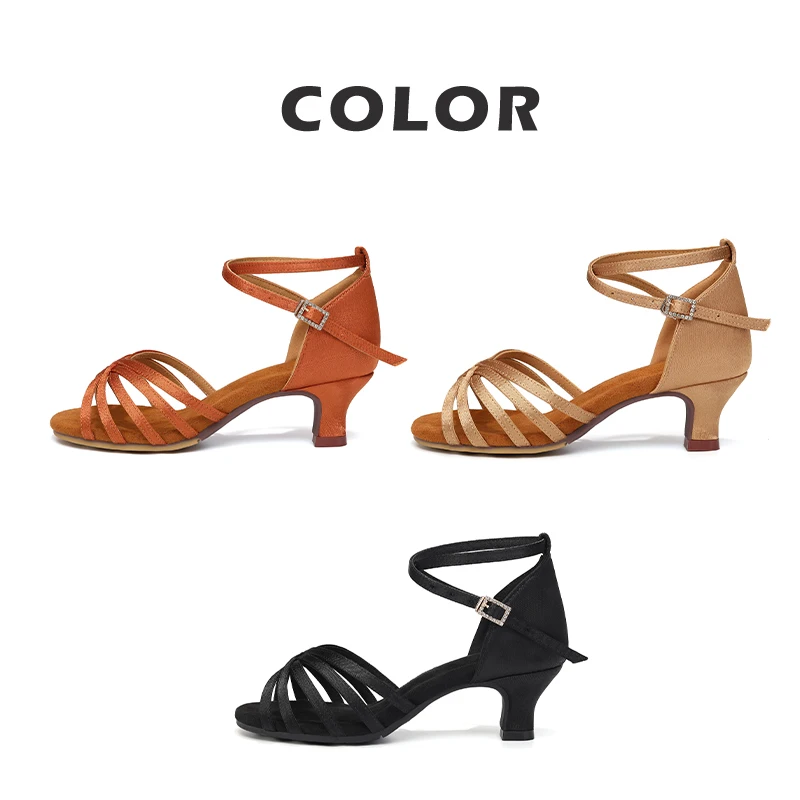 Women Shoes Medium Heels Sandals For Woman Latin Modern Dancing Shoes Salsa Tango Dancing Heels For Girls Ladies Rubber Sole