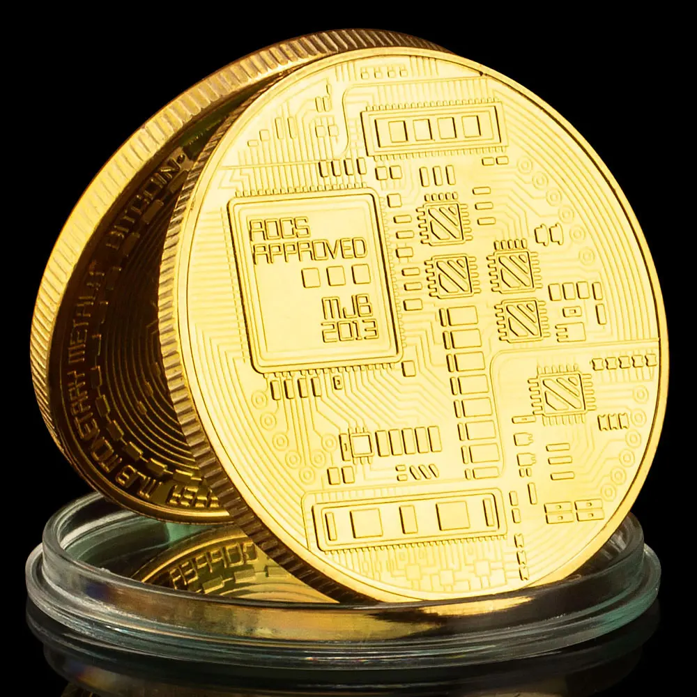 Creative Souvenir Gold Plated Bitcoin Coin Collectible Great Gift Bit Coin Art Collection Gold Commemorative Coin With Shell