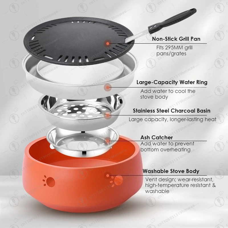 Marble Non-Stick Round BBQ Grill Pan Korean Style Split Grill Cooker 3-Layer Steel Roasting Plate For Commercial Home Barbecue