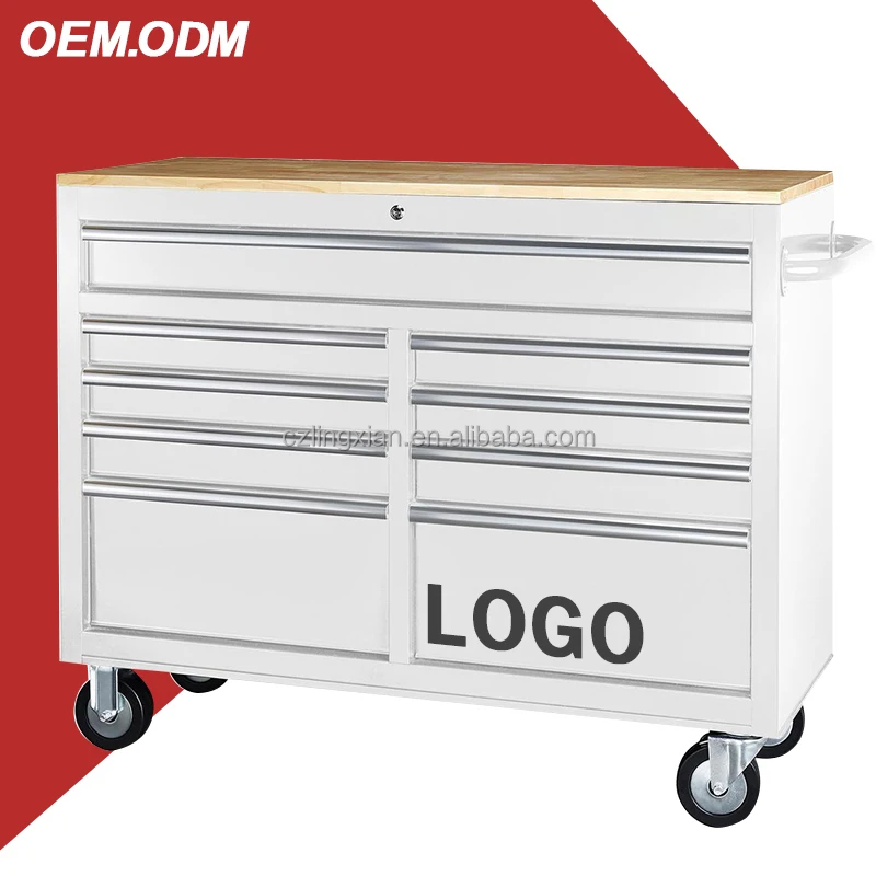 In 9 Drawers Storage Cabinet Metal Work Bench Tool Cabinet Workshop Tool Cabinets Chest With Solid Wood Top