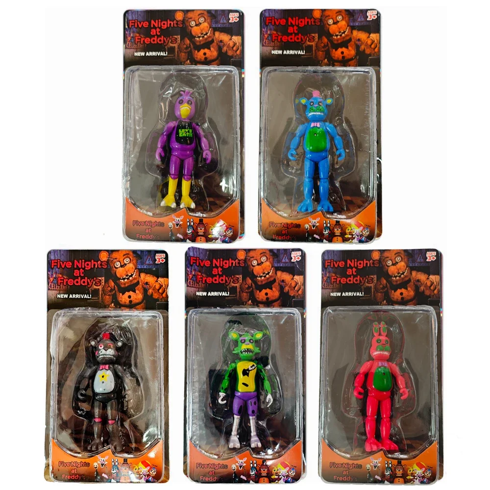 5PCS FNAF Figure Blacklight Nightmare Foxy Action Figures PVC Collection Doll 14cm Funtime Foxy Fox Model Toys for Child's Gifts