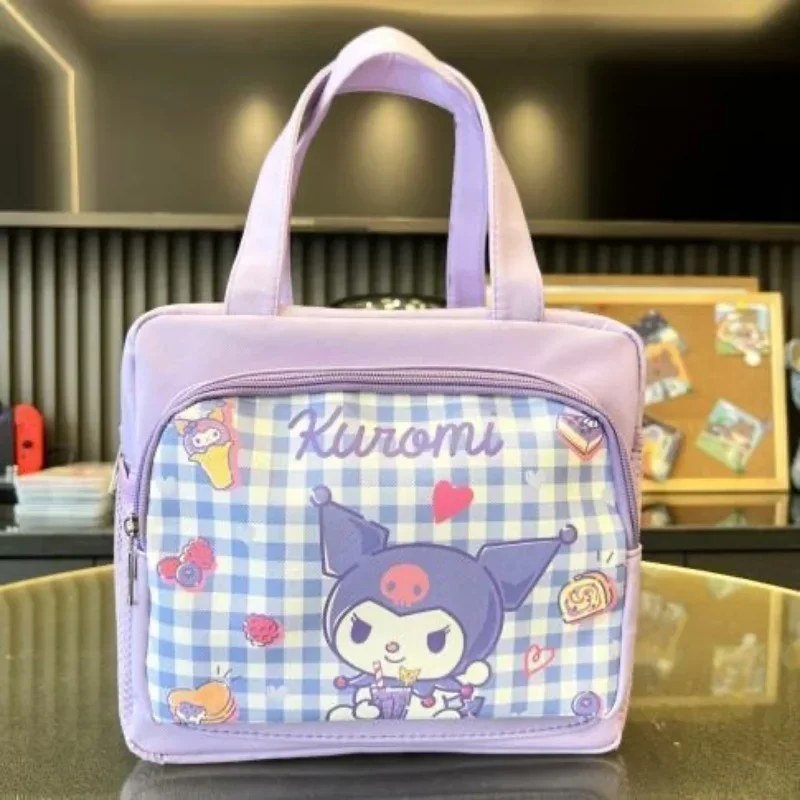 

Sanrio Kuromi Cinnamoroll аниме охватывающий ПУ водонепроницаемый Ланч-бокс сумка с рисовым мешком сумка для бэнто ручные милые детские сумки на молнии