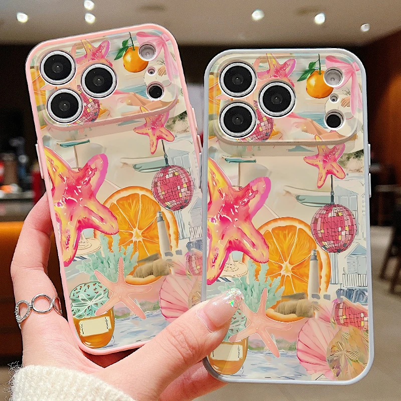 Colorful Starfish Light Ball Pattern Magnetic Case For iPhone 17 16 15 14 13 Pro Max For Magsafe Wireless Charge PC Phone Cover