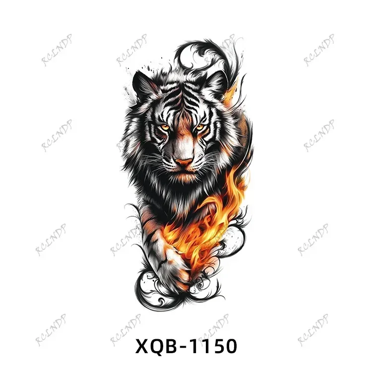 1/8PCSWaterproof Temporary Tattoo Sticker tiger lion Fake Tatto Flash Tatoo  Arm tatouage for Girl Woman Man