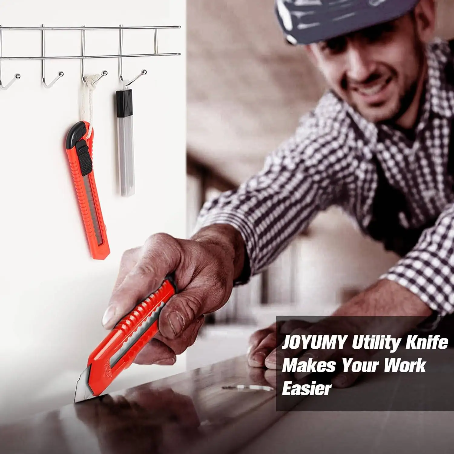 3 Pack Box Cutter Utility Knife, Retractable Box Knife for Cartons, Cardboard and Boxes, with 18mm Wider Snap-off Blade