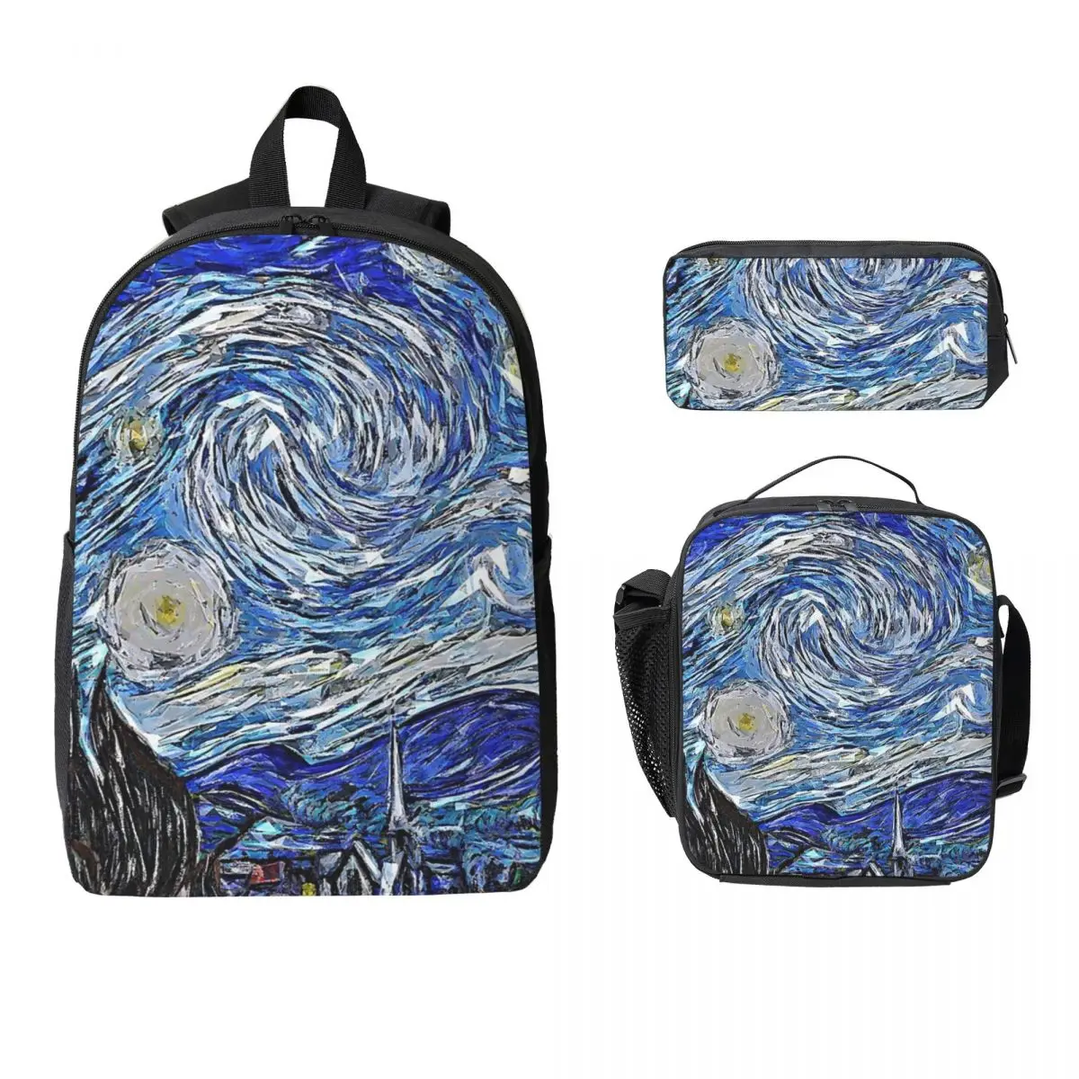 

Starlight Night Van Gogh Backpack Student Boys Girls BookBag School Bag Laptop Shoulder Bags 3ps Insulated Lunch Bag Pencil Case