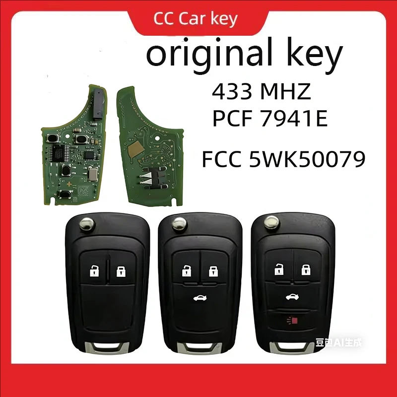 

Original Car Key With Remote Cover 433MHz PCF7941E For 2009 - 2017 for Opel Astra J Corsa Tourer Insignia And for Zafira Mokka