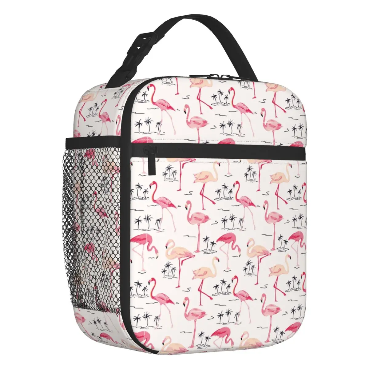 Retro Flamingo Bird Tropical Plants Insulated Lunch Bags for Women Resuable Cooler Thermal Bento Box Kids School Children