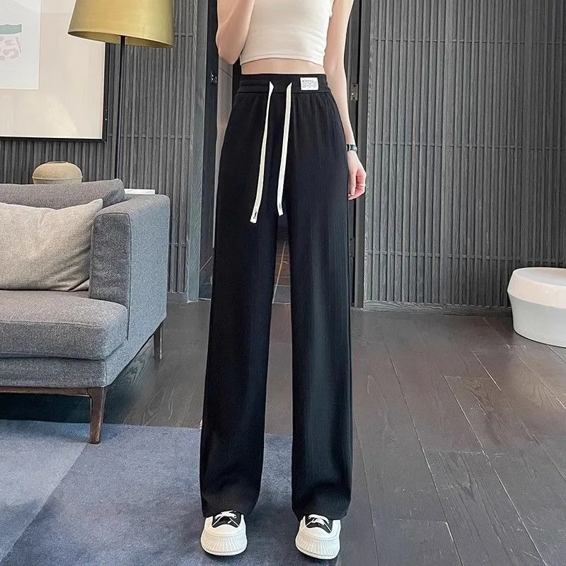 Women Narrow Wide-legged Pants Straight-leg Spring Summer Sweatpants Draped Versatile Long Casual Trailing Comfortable Skinny