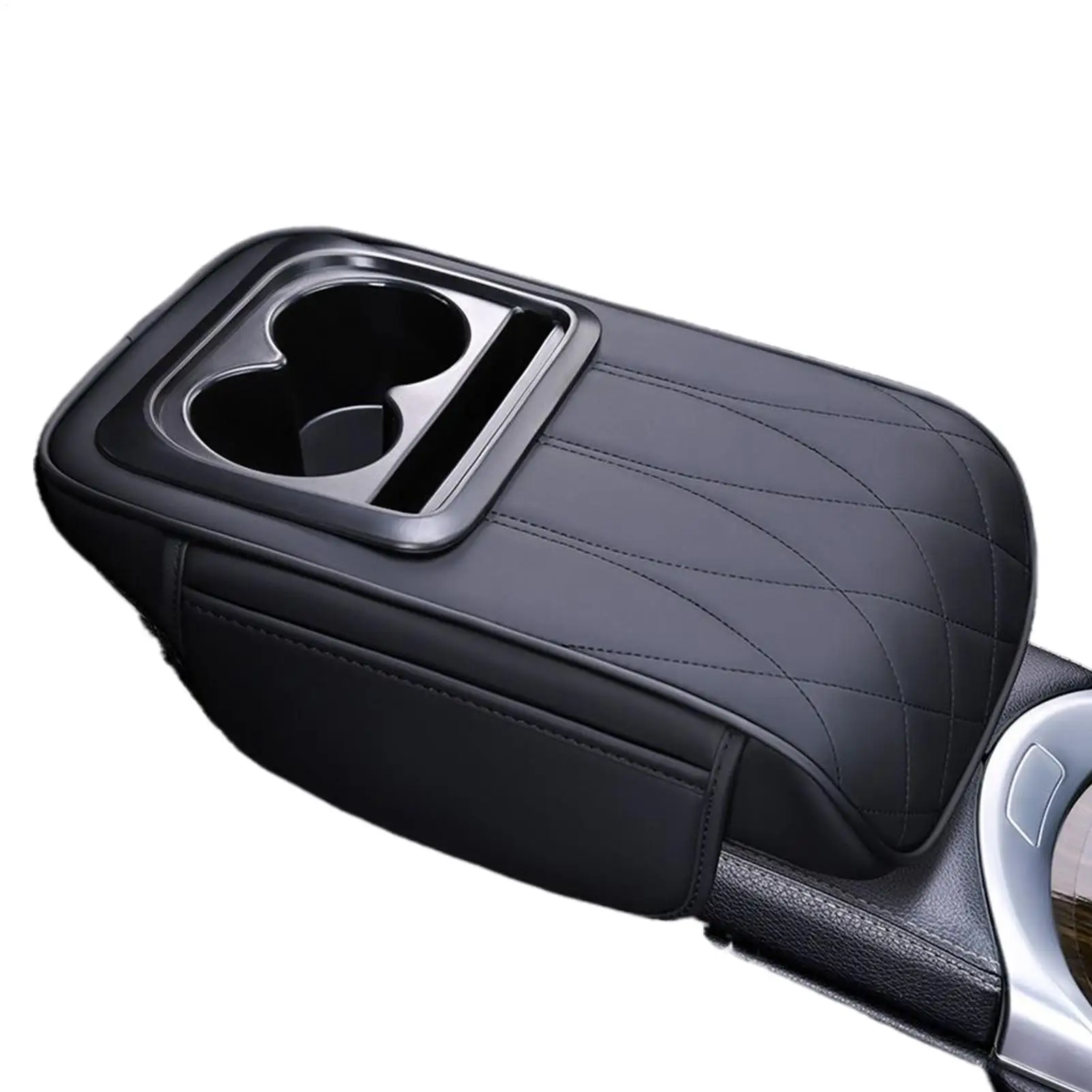 Car Armrest Storage Box Cup Holder Arm Rest Cover for Car Leather Tissue Holder Vehicle Accessories for SUV Sedan RV Truck Auto