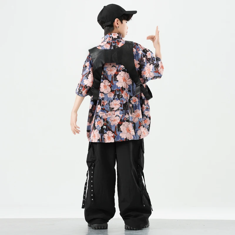 Jungen Hip Hop Kleidung Weste Drucken T-shirt Cargo Hosen Mädchen Street Dance Kleidung Sets Kinder Jazz K-pop Kostüme Kinder streetwear