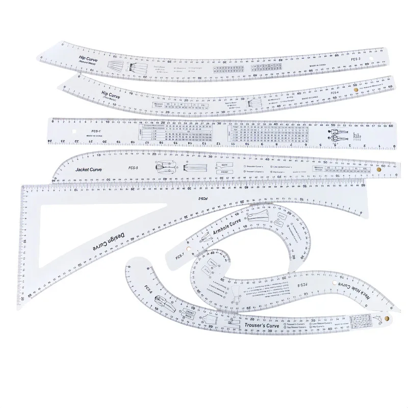 8pcsAcrylicClothingRulerDesignPlateMakingCuttingandStackingCurveandArcRulerStraightPlateMakingRuler-AliExpress