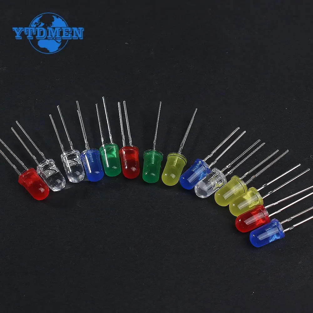 100 Stuks F5 Led Diode 5Mm Super Helder Led Blauw Groen Rood Geel Wit Licht Emitting Leds Kit