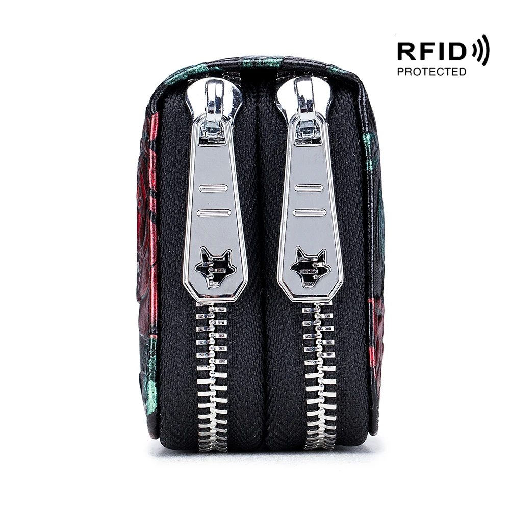 Coloured drawing or pattern of cattle pickup package more large capacity for rfid radio frequency scanning double zipper multi-f