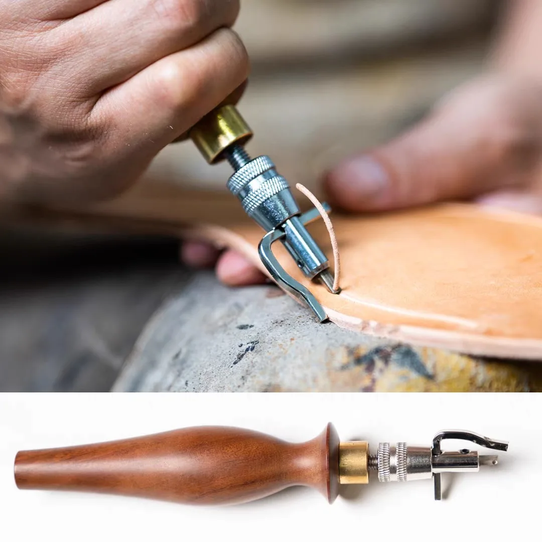 1.6mm Goodyear Welt Grooving Tool - Pear Wood Handle Sole Channel Cutter for Shoemaking | Heavy Duty Leathercraft Chisel