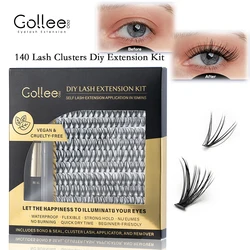 Gollee 280pcs Lash Cluster 2 IN 1 Bond and Seal Lash Remover DIY Cluster Lash Kit 9-16mm MIX D Curl False Lash Adhesive Home use