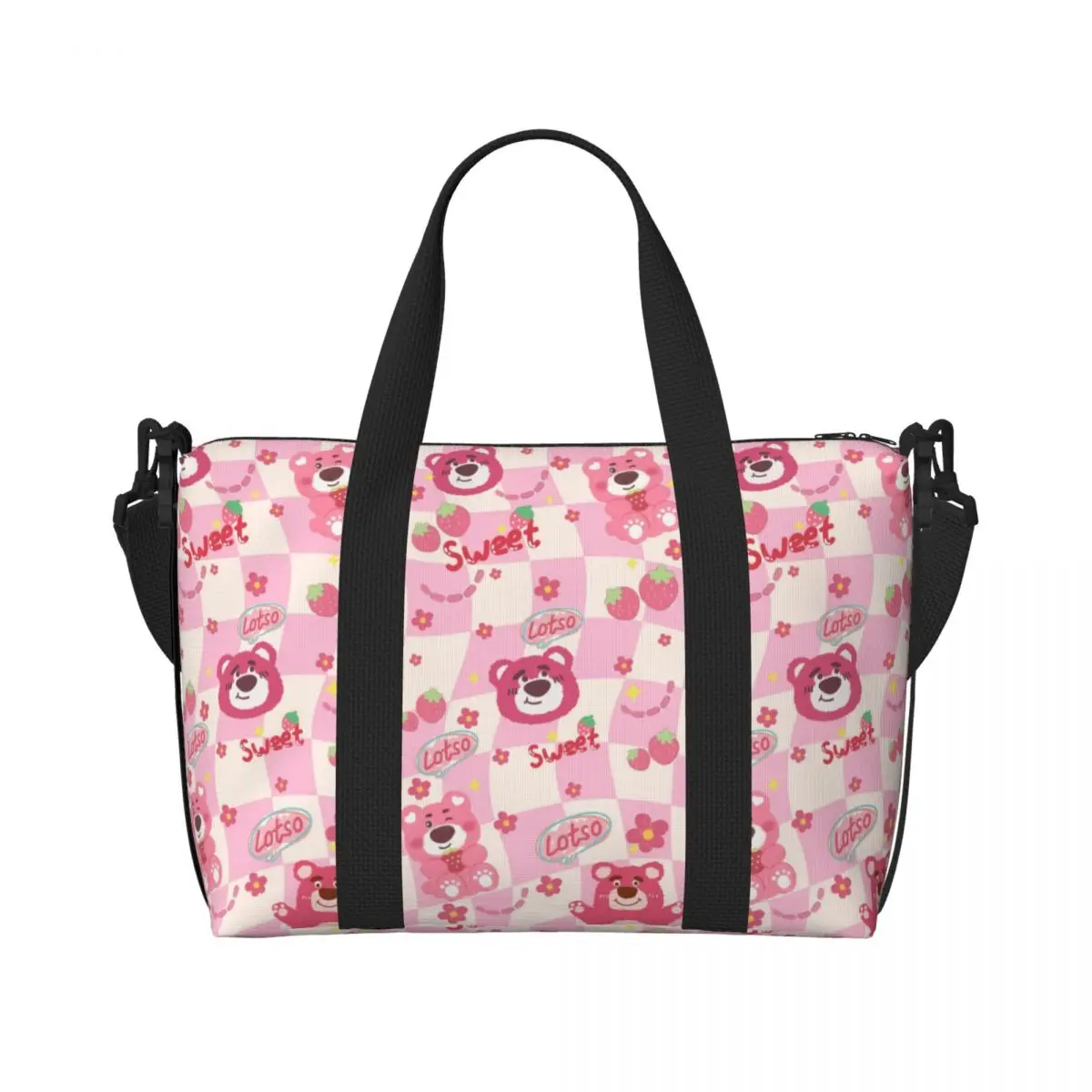 Custom Large Lotso Huggin Bear Sweet Tote Bag for Women Shoulder Shopping Gym Beach Travel Bag