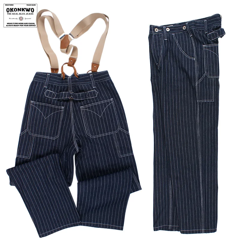 بنطلون جينز رجالي جديد بتصميم خطوط السكك الحديدية على شكل X وY، فضفاض، ملابس عمل، بنطلون جينز للدراجات النارية بحمالات، بنطلو...