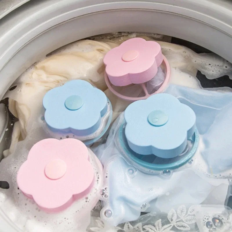 

Plum Blossom Washing Machine Filter Remove Dirty Hair Mesh Yarn Laundry Reusable Ball Pet Fur Lint Hair Catcher Clothe Cleaning
