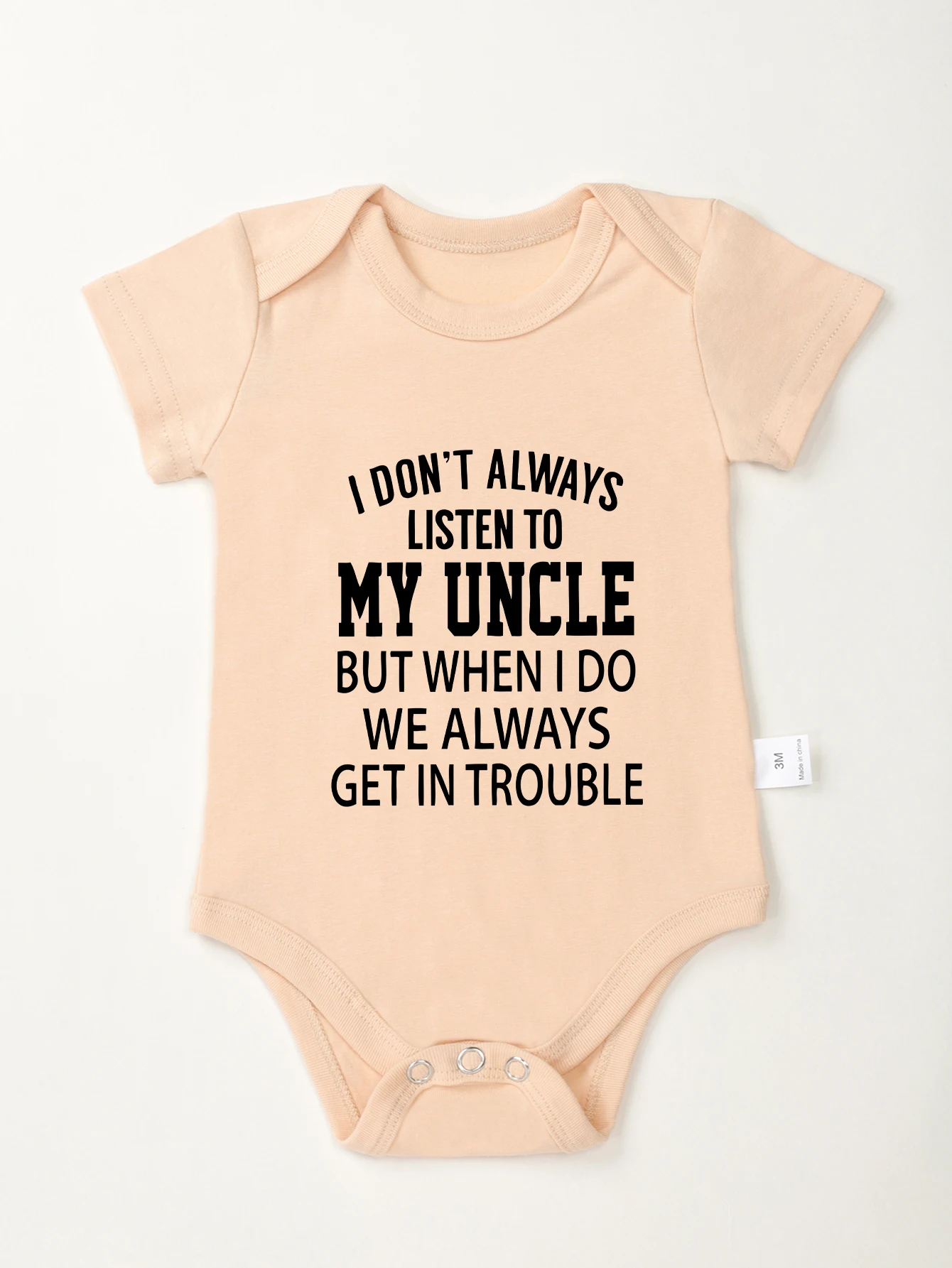 Boy Girl Trendy Harajuku Rompers Baby Bodysuit Toddler Jumpsuit Clothes Newborn Infant I Don\'t Always Listen To My Uncle Print