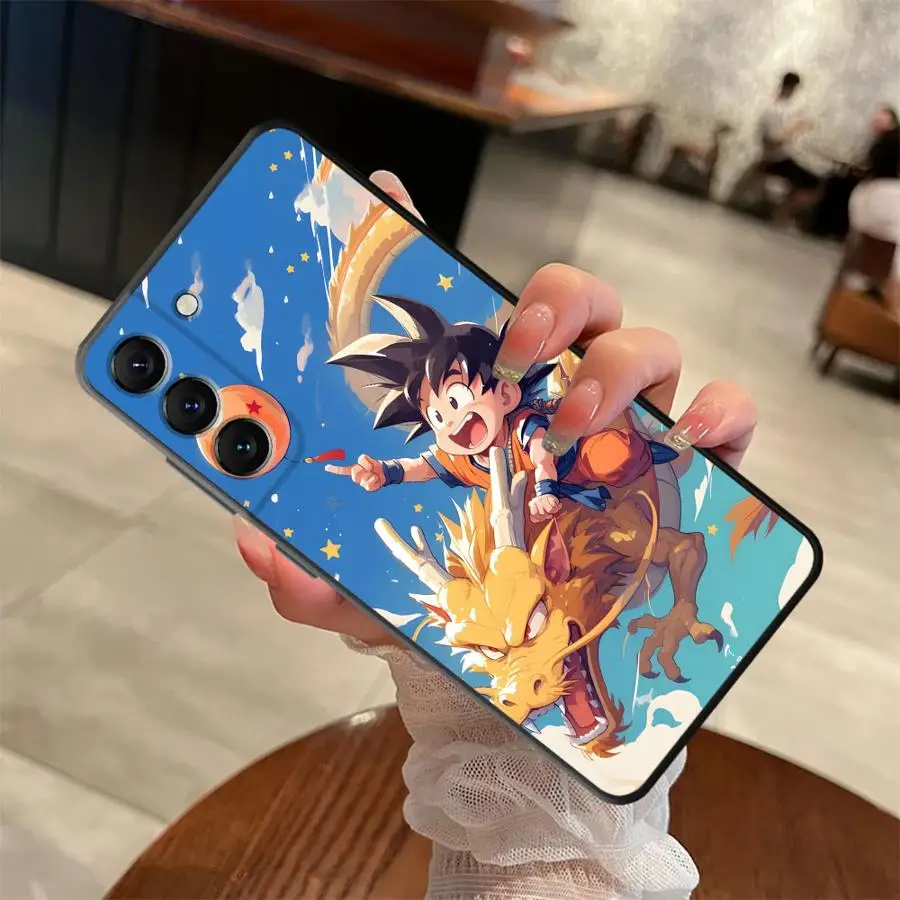 Caso para samsung galaxy a24 a55 a36 a51 a73 a35 a22 a52 a25 a71 a32 a41 a26 a72 a23 a53 preto macio capa de telefone dragon ball goku