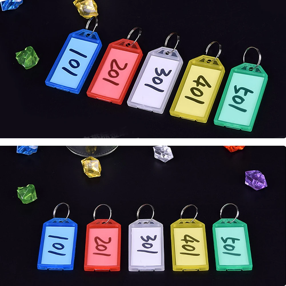 30pcs Heavy Duty Office Multifunction Pets Plastic Lightweight Name Card Luggage Home Portable Key Tag With Label Split Ring