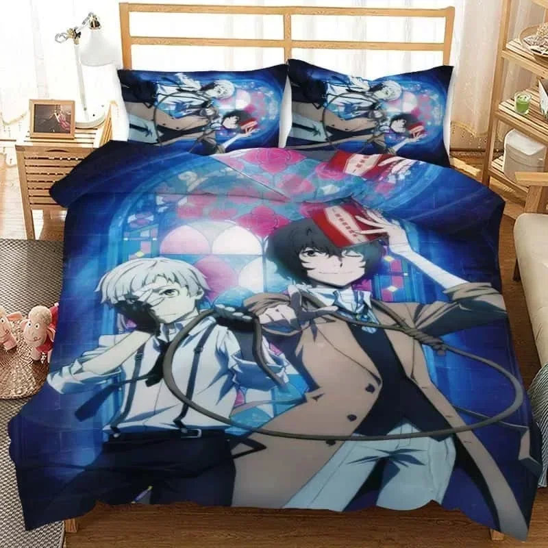 Cartoon Duvet Cover Set Bungo Stray Dogs Tales of the Lost Bedding Set Comforter Duvet Cover Pillowcase Queen King Home Textiles