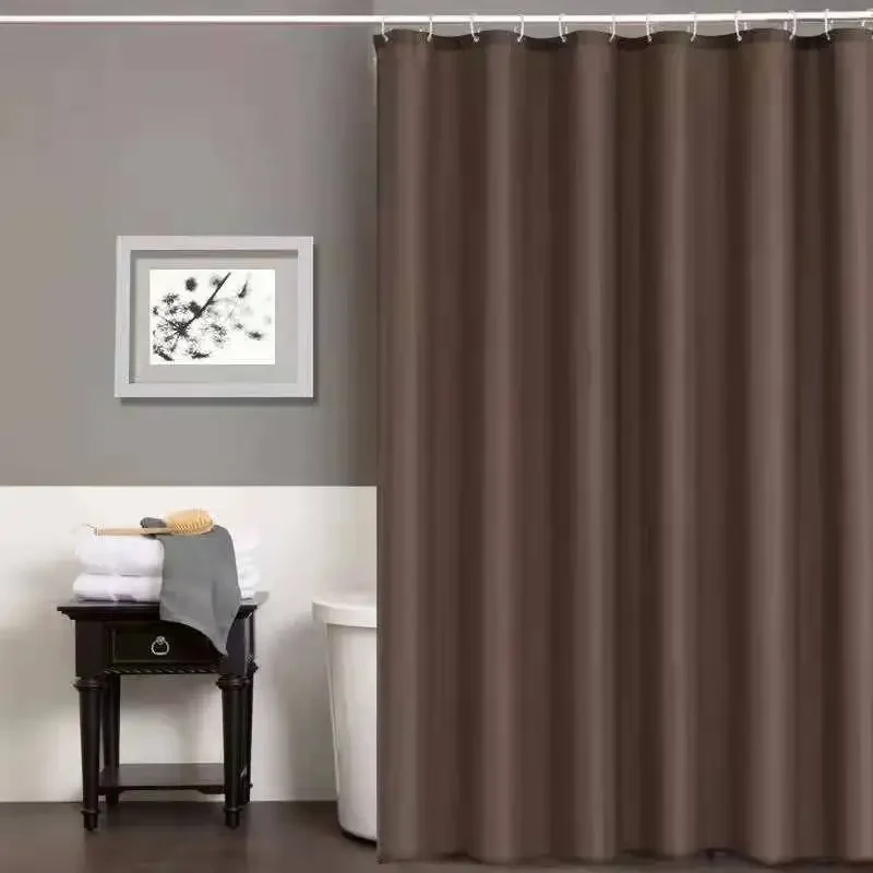 1PC Gray Shower Curtain Fabric Bathroom Solid Color Waterproof Thickening Bath Curtain Door Curtains Machine Washable cortina