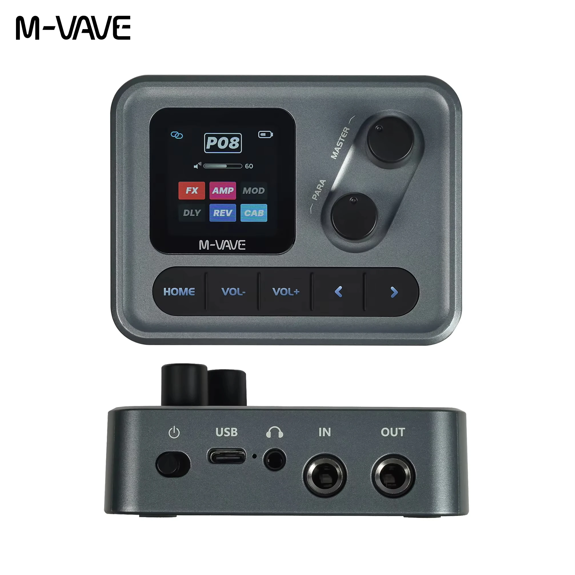 M-VAVE Pocket AMP Compact Multi-Effects Processor for Guitar Bass with 1.54in Screen 80 Presets USB Audio Interface view 3