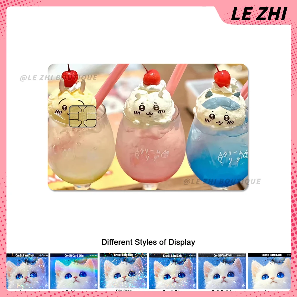 Anime Kawaii Bank Card Bus Metro Card Protective Film Cover Sticker Decoration Shining Rainbow Love Star Pvc Waterproof Sticker