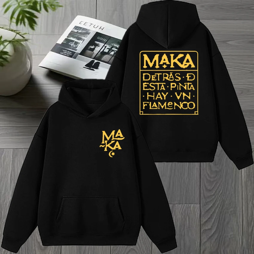 

Hot Rapper Maka Aura Mark 2025 New Album Double Sided printed Sweatshirt Men women vintage Fleece black Hoodie Unisex pullover