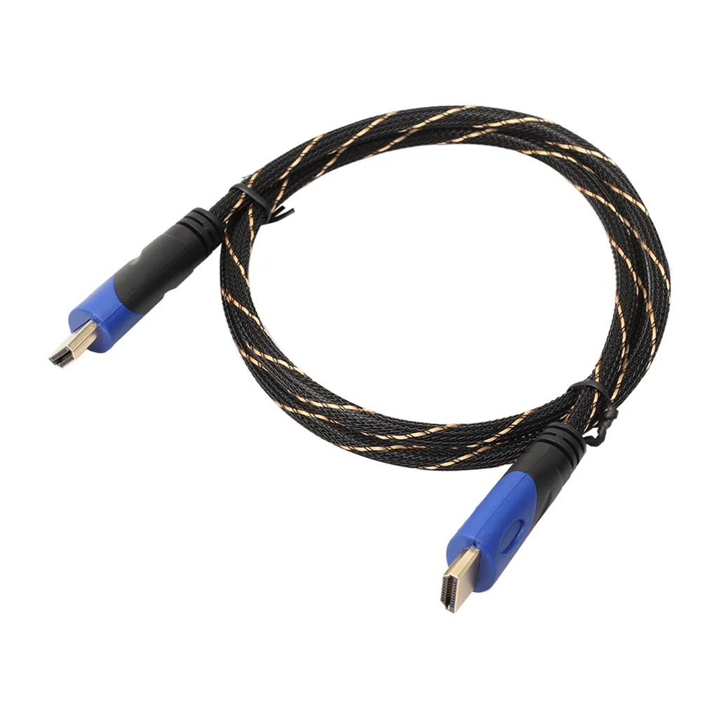 

Hdmi blue black head thin cable with net black gold male to male HD video cable