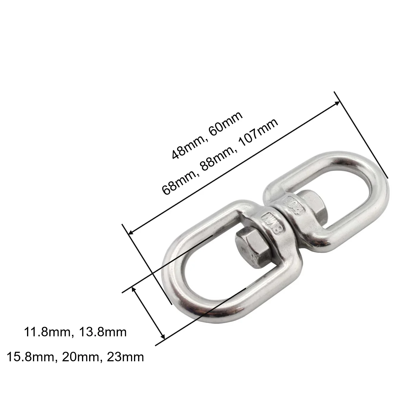 5 Pieces Eye To Eye Anchor Swivel 4mm 5mm 6mm 8mm 10mm Stainless Steel 304 Heavy Duty Stainless Steel Marine Anchor Chain Swivel