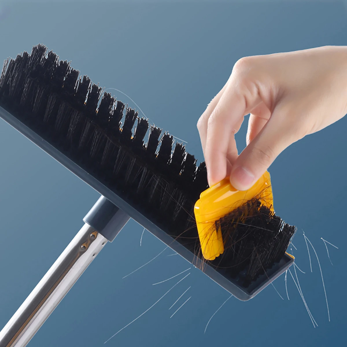 Floor Scrub Brush with Adjustable Long Handle 2 in 1 Scrape and Brush Stiff Bristle Bathroom Kitchen Floor Cleaning Brush