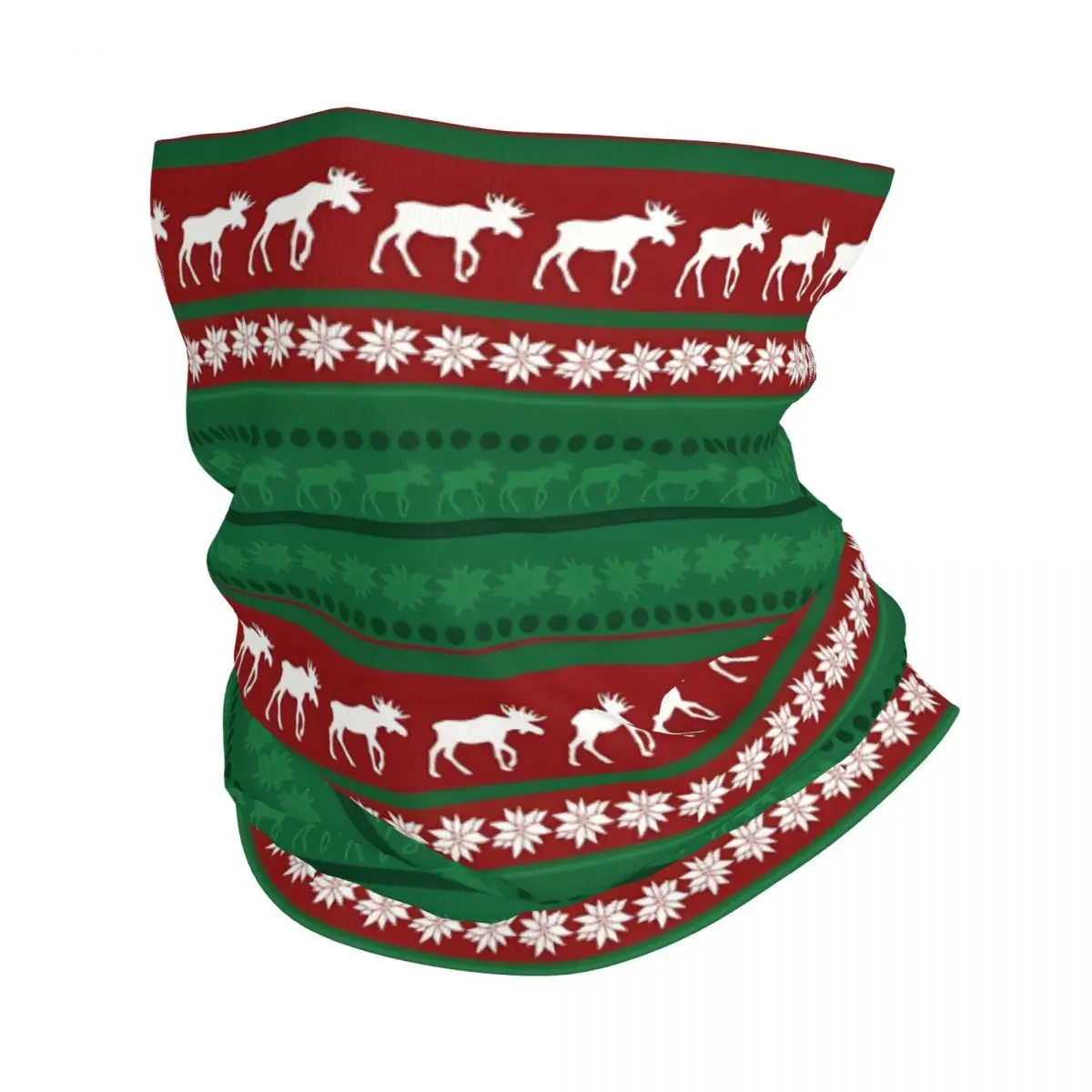 Moose Red And Green Pattern Thin Wrap Scarf Bandana Neck Gaiter Face Cover Headband