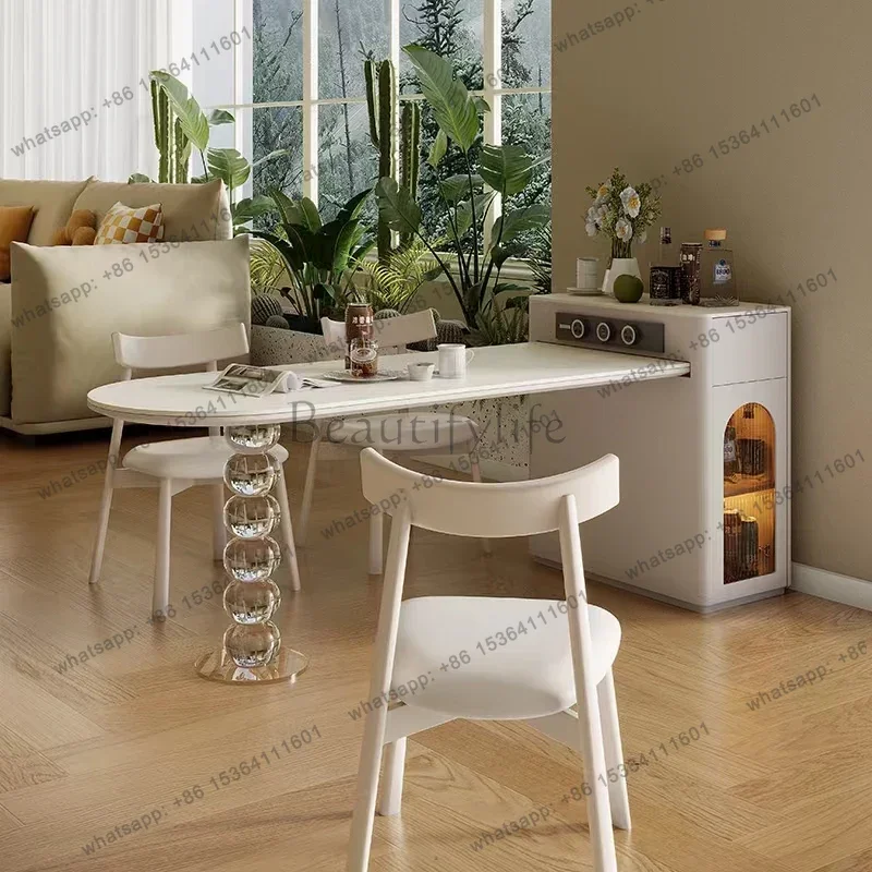 LJY Nordic Wall Dining Table Chairs Small Mini Garden Designer Dining Table Kitchen High Mesas De Comedor Living Room Furniture