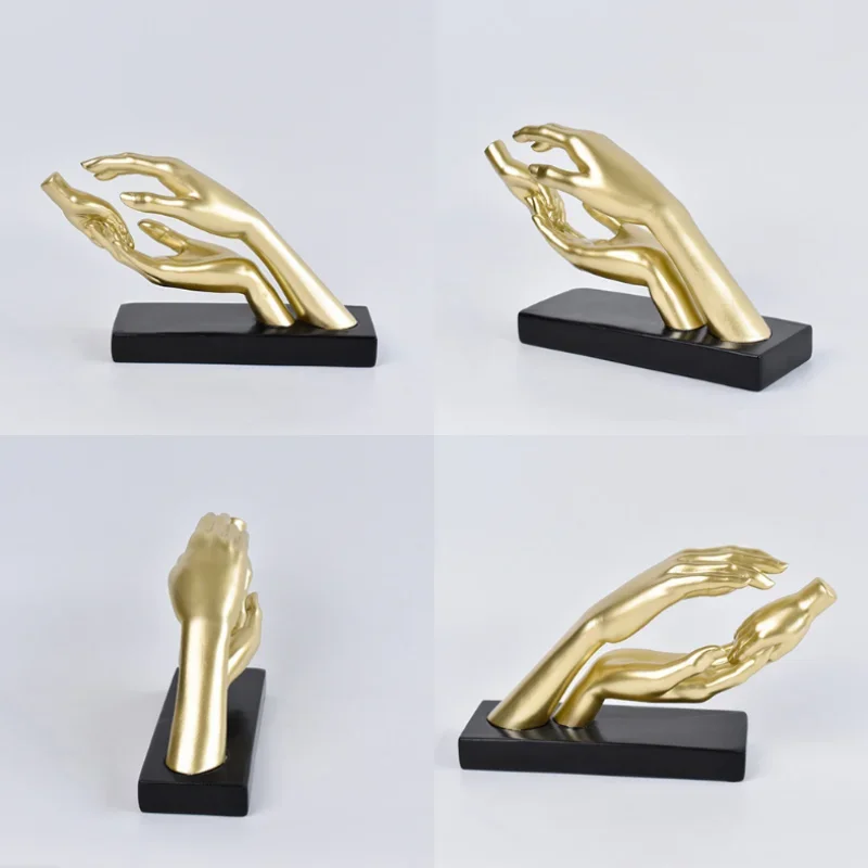 Resin Ornaments Golden Palm Handicrafts Hand Arm Hand-holding Sculpture Couple Family Figurine Home Decoration Accessories